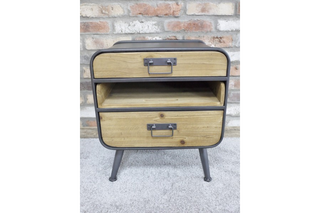 Retro Industrial Cabinet - 2 drawers, 1 pull out Shelf, Home Storage
