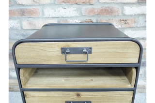 Retro Industrial Cabinet - 2 drawers, 1 pull out Shelf, Home Storage