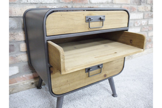 Retro Industrial Cabinet - 2 drawers, 1 pull out Shelf, Home Storage