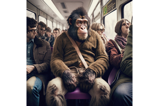 Train Monkey Wall Art - Tempered Glass image 1