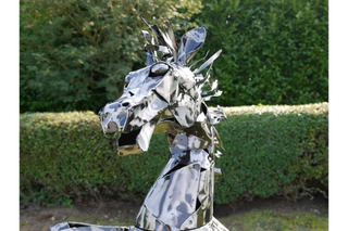 Spirit Horse, Metal Garden Statue, Patchwork Design