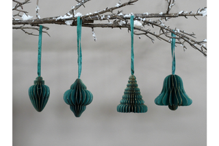 Set Of 4 Christmas Decorations (8cm) - Green Festive Ornaments image 0