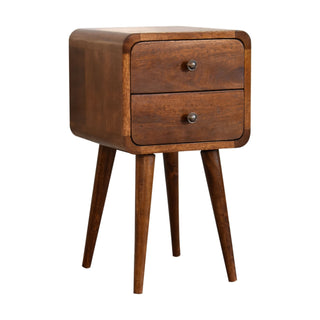 Mini Chestnut Curved Bedside Cabinet, Bedroom Furniture image 2