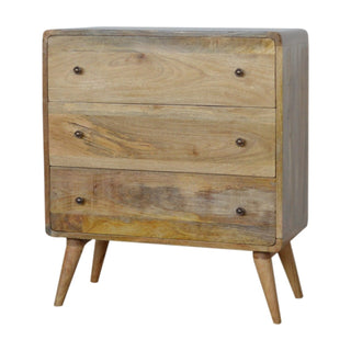 Curved Oak-ish Chest of Drawers, Bedroom Furniture image 0