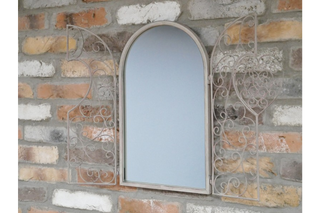 Heart Design French Filigree Metal Wall Taupe Mirror - Indoor or Outdoor