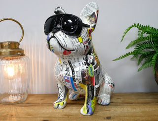 Comic Book Print Dog Ornament, Quirky Home Decor image 0