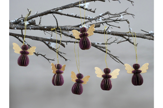 Set Of 6 Christmas Angels - Purple Festive Ornaments image 3