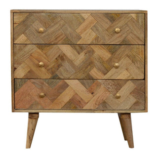 3 Drawer Zig-Zag Patterned Patchwork Chest, Bedroom Furniture image 0