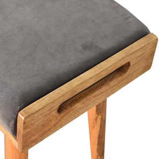 Grey Velvet Tray Style Footstool, Hallway, Living Room Furniture image 3