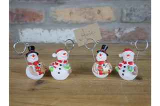 Set Of 4 Snowman Name Card Holders, Christmas Decor image 0