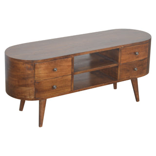 Chestnut Rounded Entertainment Unit, Living Room Furniture image 2