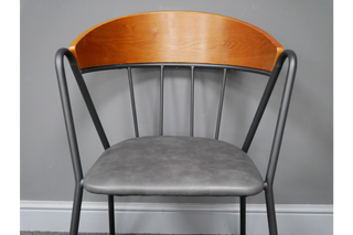 Metal & Leather Retro Chair, Comfy Classic Seating