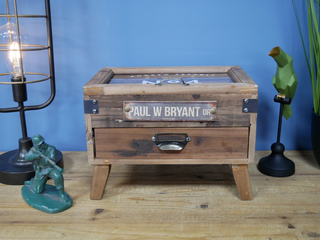 Small Storage Box, Fir Wood, Multiple Compartments, Rustic Chic