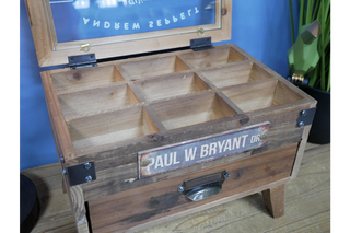 Small Storage Box, Fir Wood, Multiple Compartments, Rustic Chic