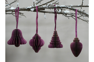 Set Of 4 Christmas Decorations (8cm) - Purple Festive Ornaments image 0