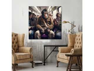 Train Monkey Wall Art - Tempered Glass image 0