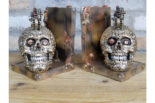 Steampunk Skull Bookends - Gothic Home decor