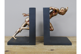Running Man Bookends, Black & Gold Shelving Accessory