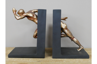 Running Man Bookends, Black & Gold Shelving Accessory