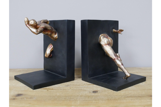 Running Man Bookends, Black & Gold Shelving Accessory
