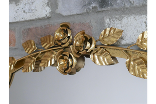 Wall Mirror With Flower Design, Gold, Home Decor