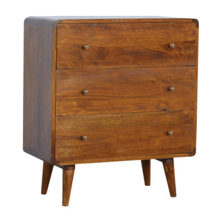 Curved Chestnut Chest of Drawers - Bedroom Furniture image 0