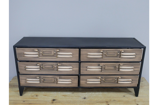 Miniature Industrial Style Storage Unit with Six Drawers