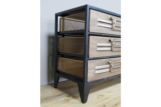 Miniature Industrial Style Storage Unit with Six Drawers