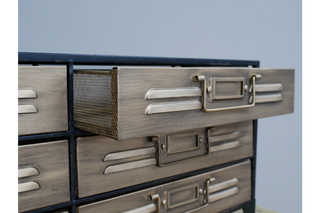 Miniature Industrial Style Storage Unit with Six Drawers