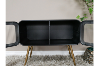 Black Metal Retro Cabinet - Open Front Storage