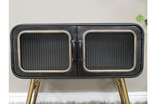 Black Metal Retro Cabinet - Open Front Storage