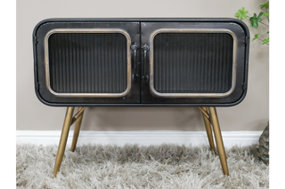 Black Metal Retro Cabinet - Open Front Storage