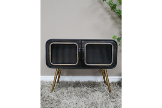 Black Metal Retro Cabinet - Open Front Storage