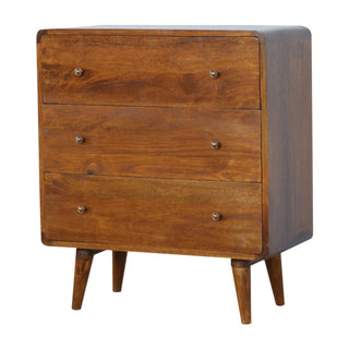 Curved Chestnut Chest of Drawers - Bedroom Furniture image 1