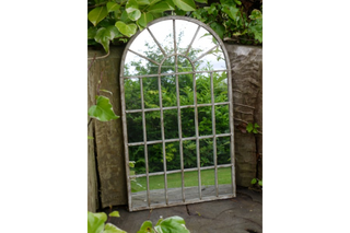 Rustic Outdoor Garden Arch Mirror Panel Wall Mounted Distressed Metal Frame image 0