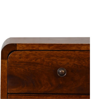 Mini Chestnut Curved Bedside Cabinet, Bedroom Furniture image 3