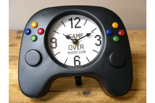Gaming Controller Clock Black Metal Wall or Desk Novelty Boys Gift