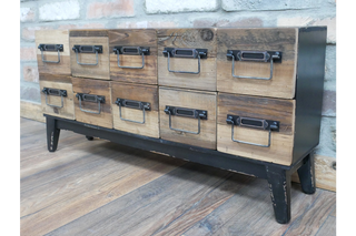 Rustic Industrial Small Storage, Multi Drawer Unit