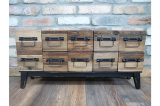 Rustic Industrial Small Storage, Multi Drawer Unit
