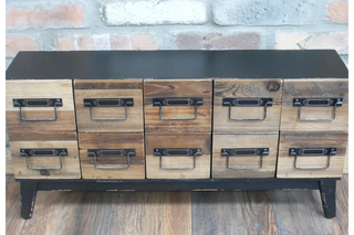 Rustic Industrial Small Storage, Multi Drawer Unit