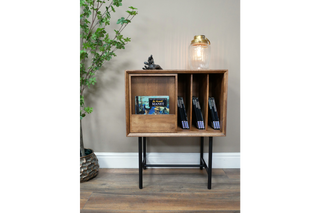 Retro Book & Vinyl Storage Fir Wood Cabinet