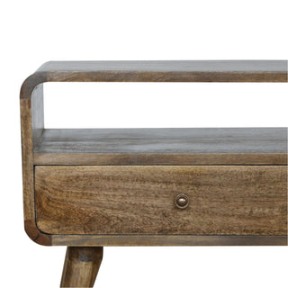 Curved Grey Washed Media Unit, Living Room Furniture image 3