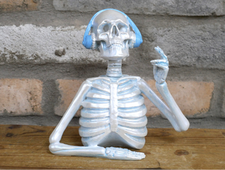 Skeleton With Headphones - Halloween Ornament image 0