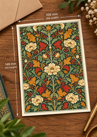Set of 12 A6 Botanical Postcards – 3 Vintage Floral Designs, William Morris