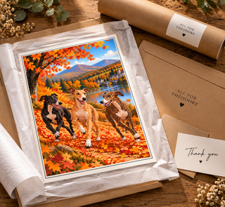 Greyhound Autumn Wall Art Print