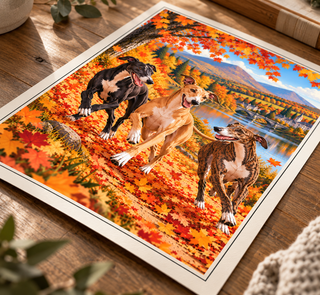 Greyhound Autumn Wall Art Print