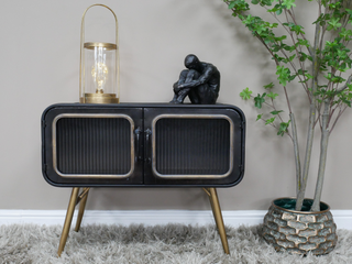 Black Metal Retro Cabinet - Open Front Storage