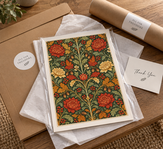 William Morris Inspired Autumn Print, Burnt Orange