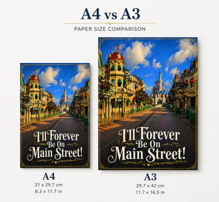 Disneyland Paris Main Street, I’ll Forever Be On Main Street Print, A4 A3 Wall Art, Inspired Gift Travel Poster