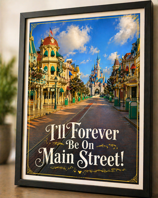 Disneyland Paris Main Street, I’ll Forever Be On Main Street Print, A4 A3 Wall Art, Inspired Gift Travel Poster